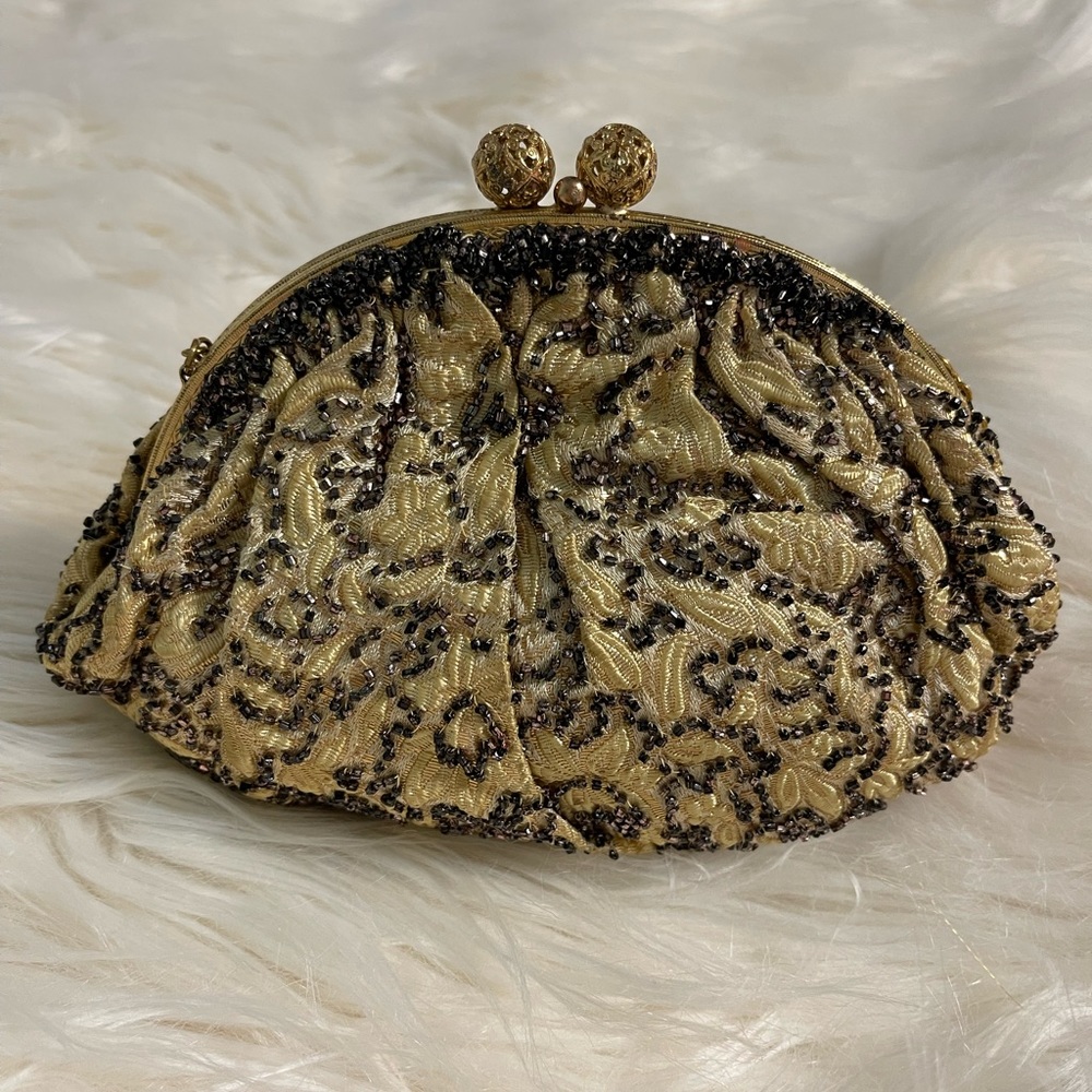Vintage 1940s Gold Beaded Evening Bag